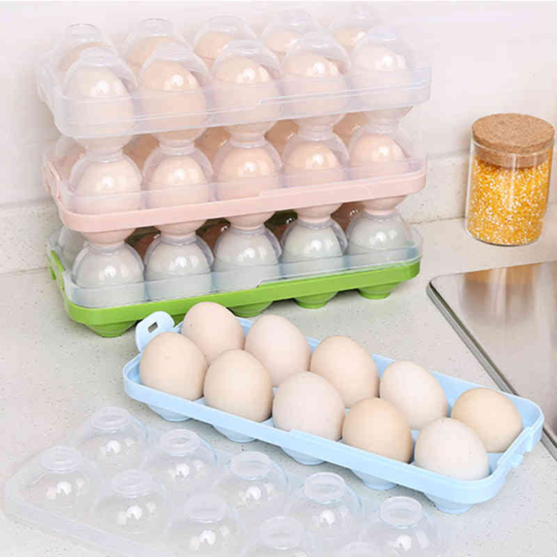Egg Container Storage Box Portable Plastic Egg Holder Refrigerator Food Eggs Box Organizer Case Kitchen Gadgets Tools