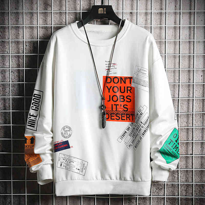 Men&#039;s Hoodies & Sweatshirts Large jerseys of the Brand Harajuku Japanese men&#039;s blouses Hoodie&#039;s Hip White Hop Clown vests
