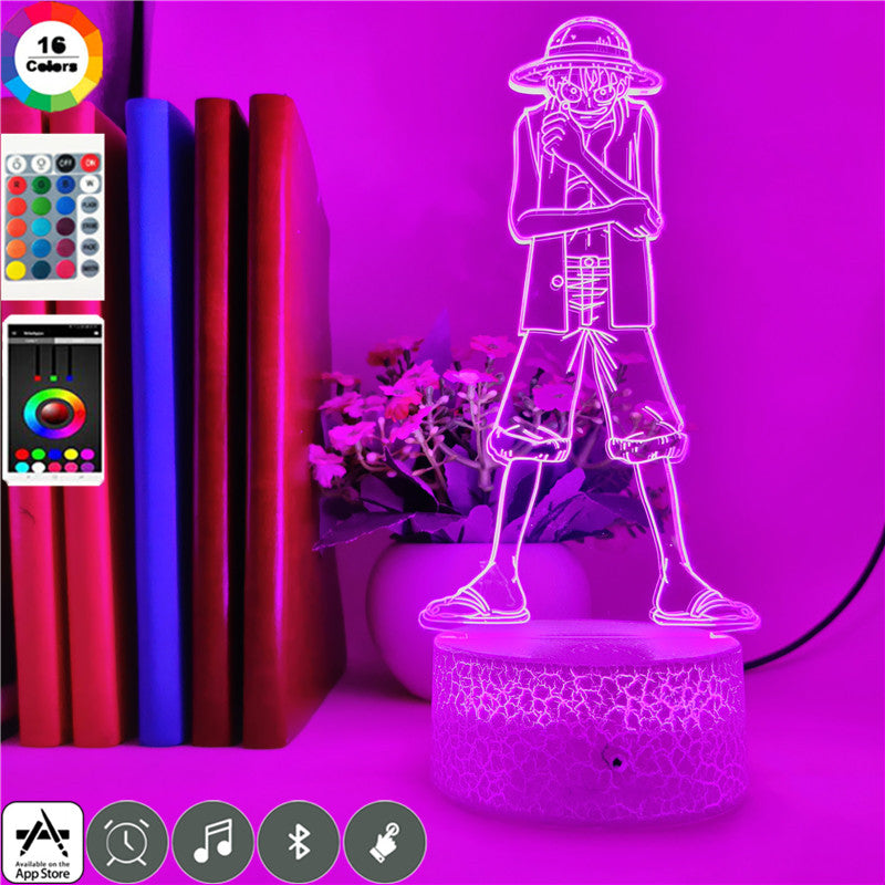 3D Night Light Kids USB LED Desk Lamp Color Changing Nightlight One Piece Monkey D Luffy Figure Bedroom Decor Anime Fans Gift