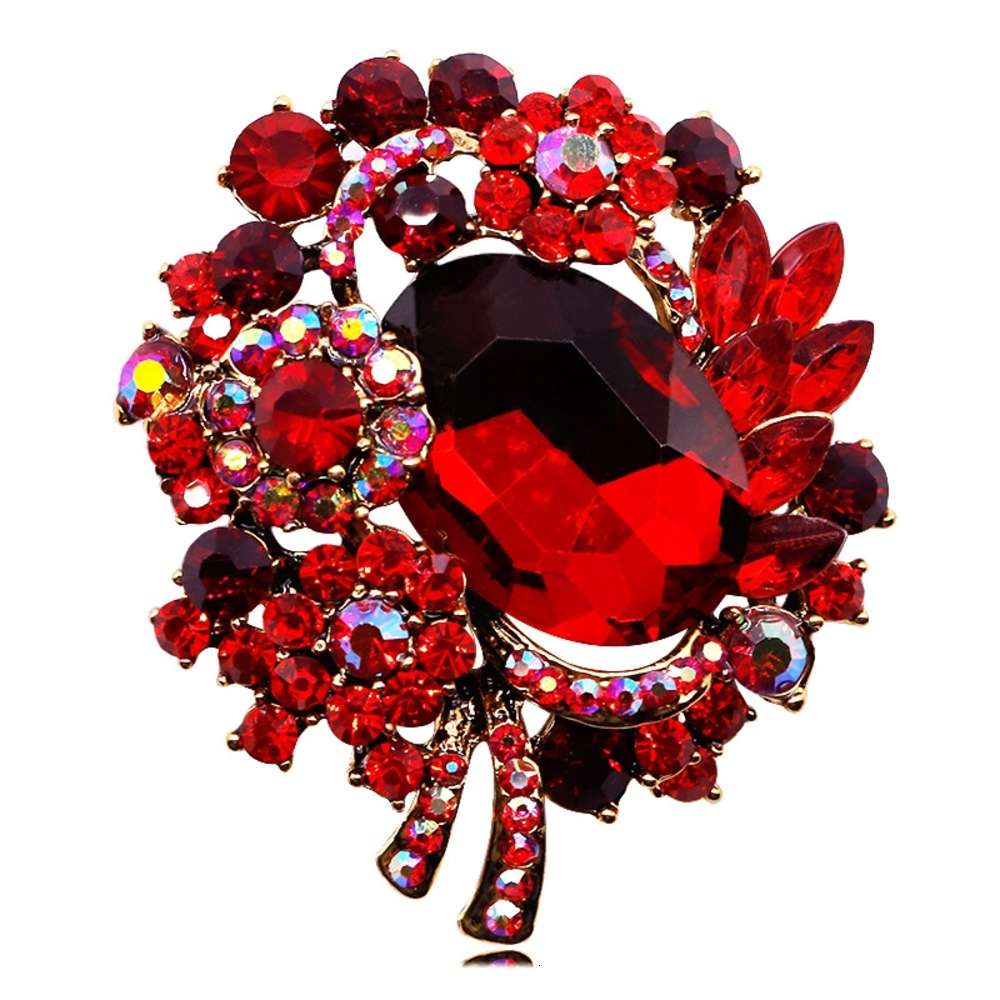 Exaggerated creative high grade crystal inlaid glass Brooch accessories scarves button pin flowers