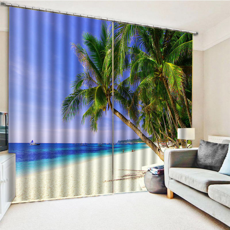 Photo blue beach 3D Blackout Curtain For Living room Bedding Decoration curtains