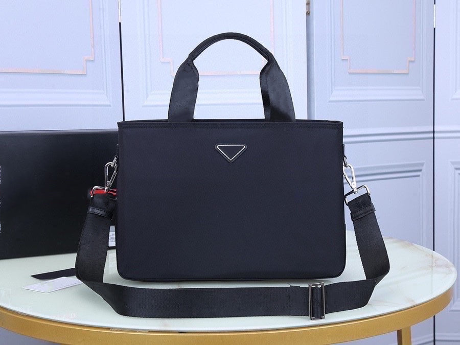Men&#039;s black waterproof nylon canvas shopping designer briefcase laptop bag large capacity fashion simple office handbag