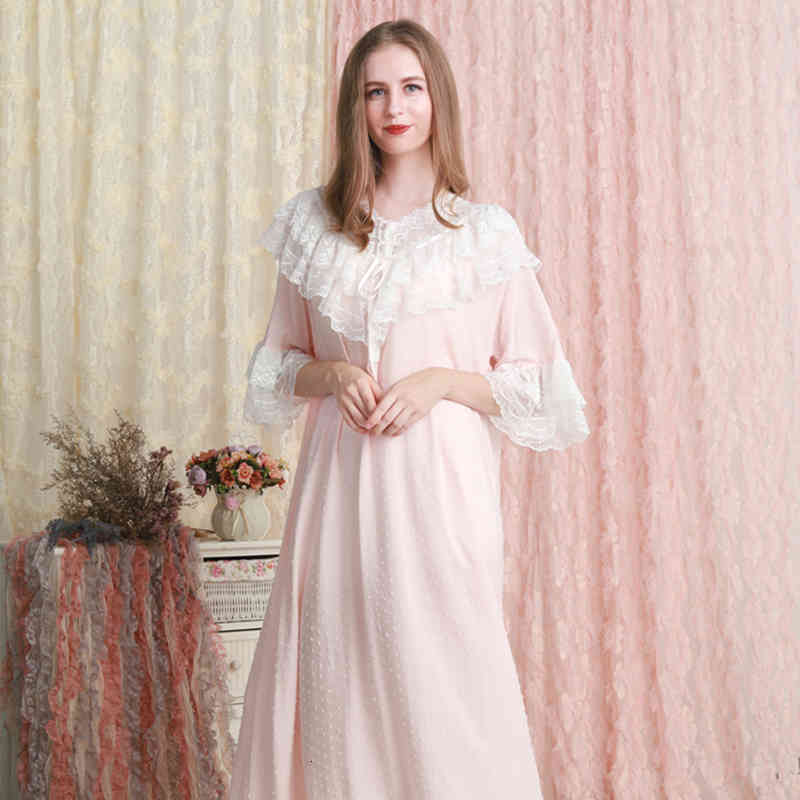 Women&#039;s Sleepwear Nightgown Women Loose Summer Lace lace cotton Pink White Green Night 6 color T08O