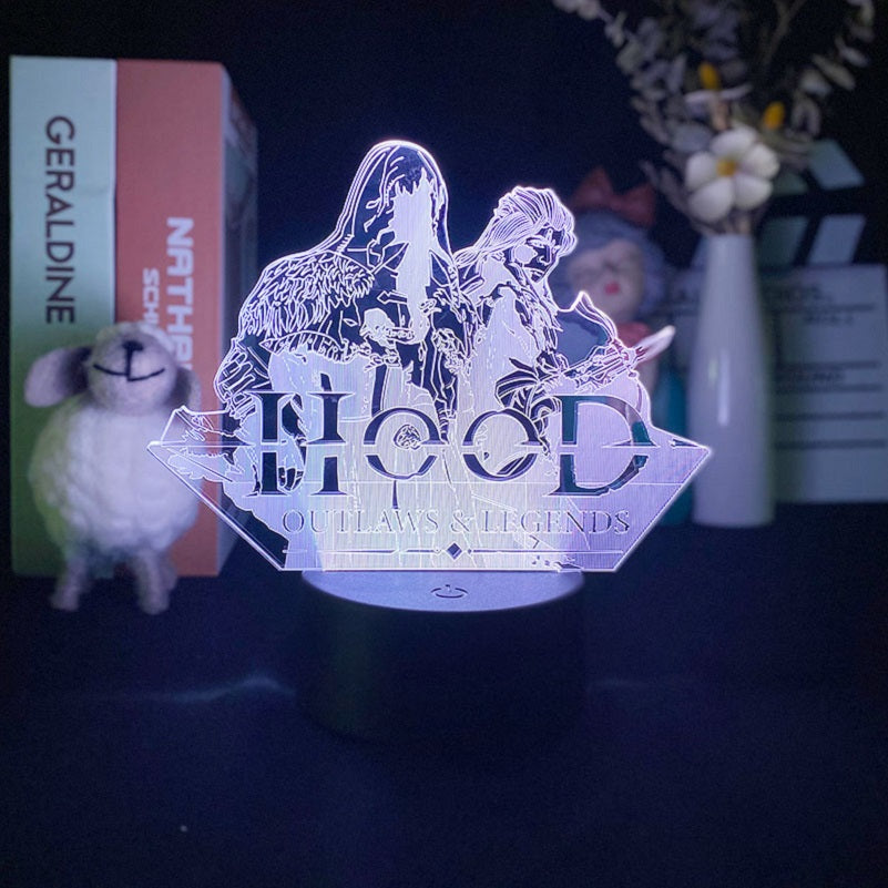 Plug In 3D Night Light LED Nightlight Hood Outlaws & Legends Table Lamp Gaming Room Decor Birthday Gift Kids Boys Bedroom Decoration