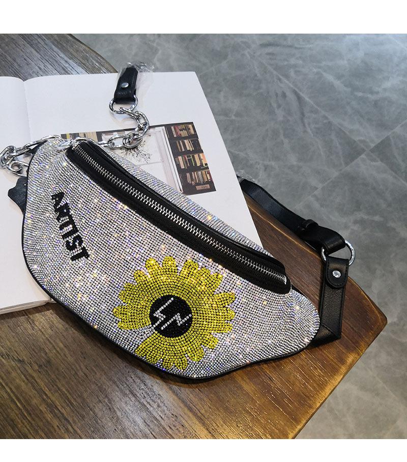 Sequins Bling Glitter Oblique Cross Chest Package Bags Street Casual Adjustable Graphic Simiple Lettering Print Waist