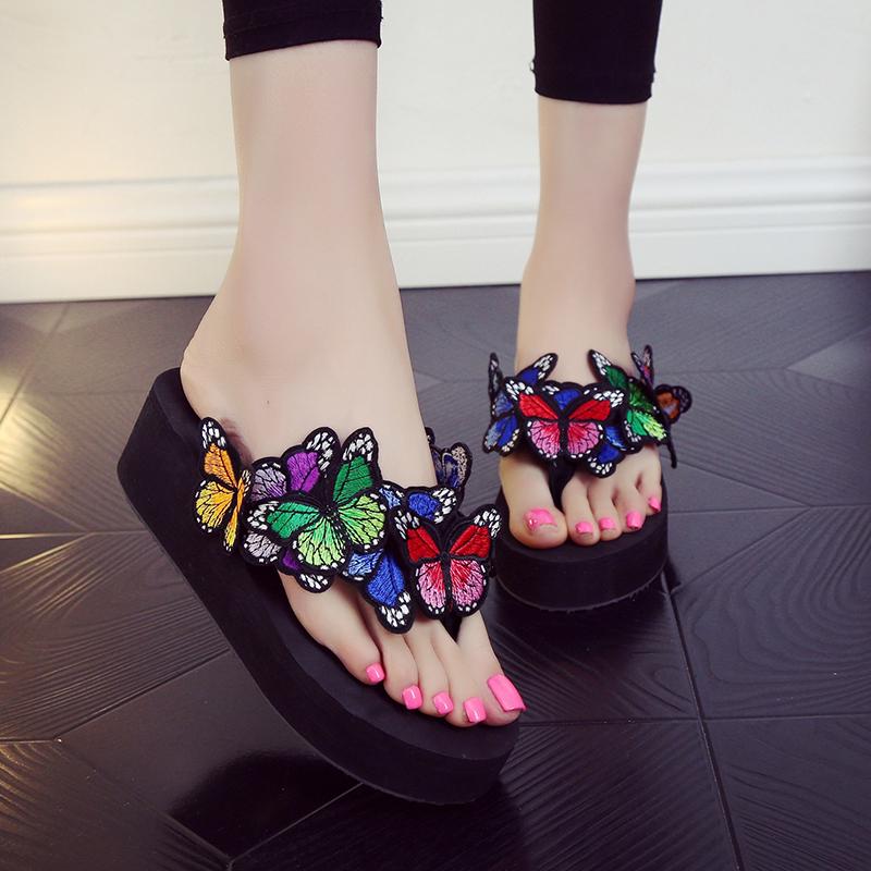 Summer SandalsWoman Shoes Platform Bath Slippers Wedge Beach Flip Flops High Heel For Women PLUS SIZE 42 Bohemian