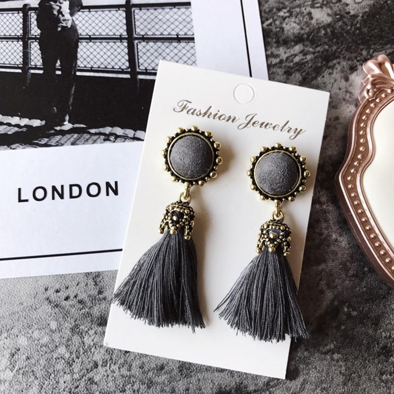 Tiny Tassel Earrings For Women Fashion Jewelry Vintage Velvet Ball Statement Fringed Drop Earring Female Jewellery 2021 Dangle & Chandelier
