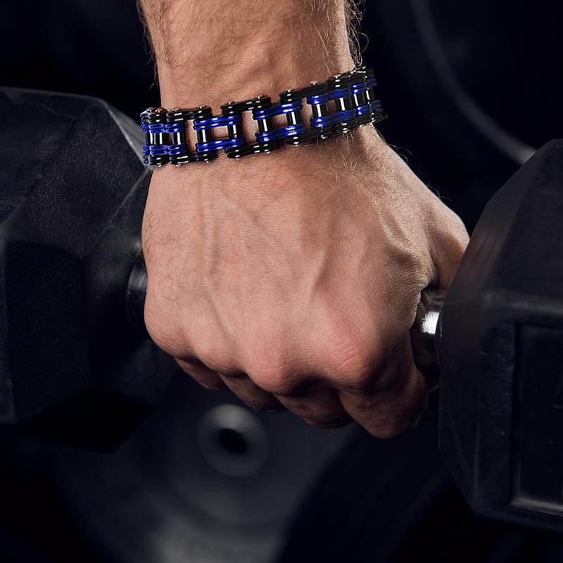 Assorted Colors Mens Bike Motorcycle Chain Bracelet 15MM Wide Stainless Steel Heavy Male Biker Bicycle Bracelets Link,