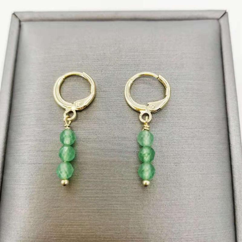 Faceted Emerald Bar Earrings Simple Classic Natural Stones 14K Gold Filled Hoops Exquisite Elegant Drop For Women Gift Dangle & Chandelier