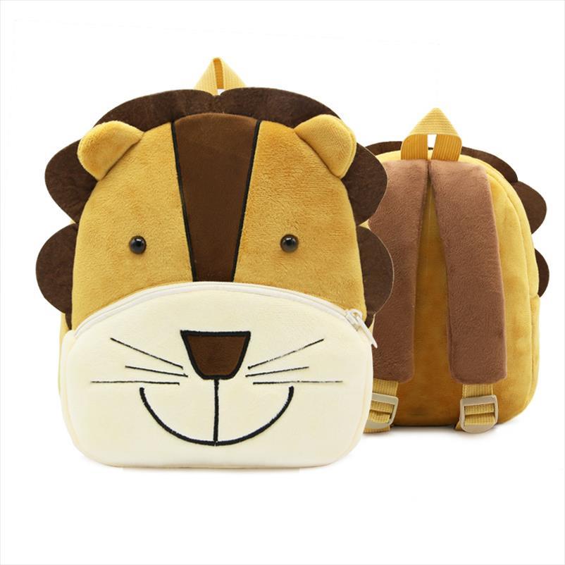 3D Cartoon Lion Backpack Boy Childrens School Bags Plush Bag Baby Kindergarten Package Mochila Infantil