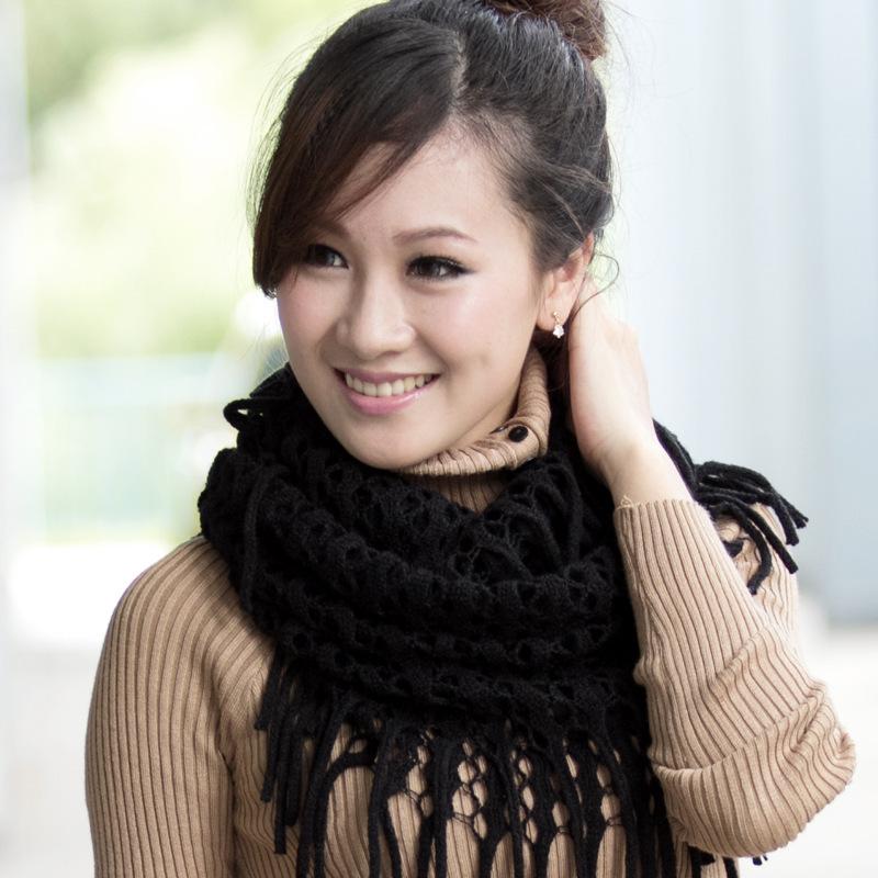 Fashion Women Scarves Autumn Winter Warm Knit Wool Snood Scarf Cowl Neck Circle Shawl Wrap Ring 10 Color Gift Femme