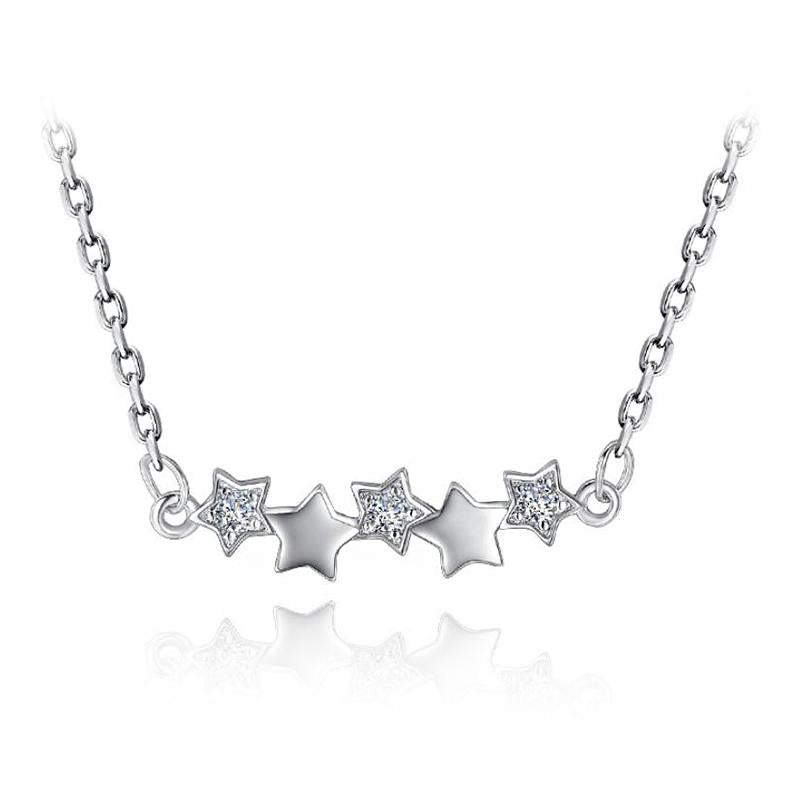 Pendant Necklaces Five Silver Color Stars Zirconia Pendants Choker Female Necklace Fashion Jewelry Party Accessories Gift For Women Gilr