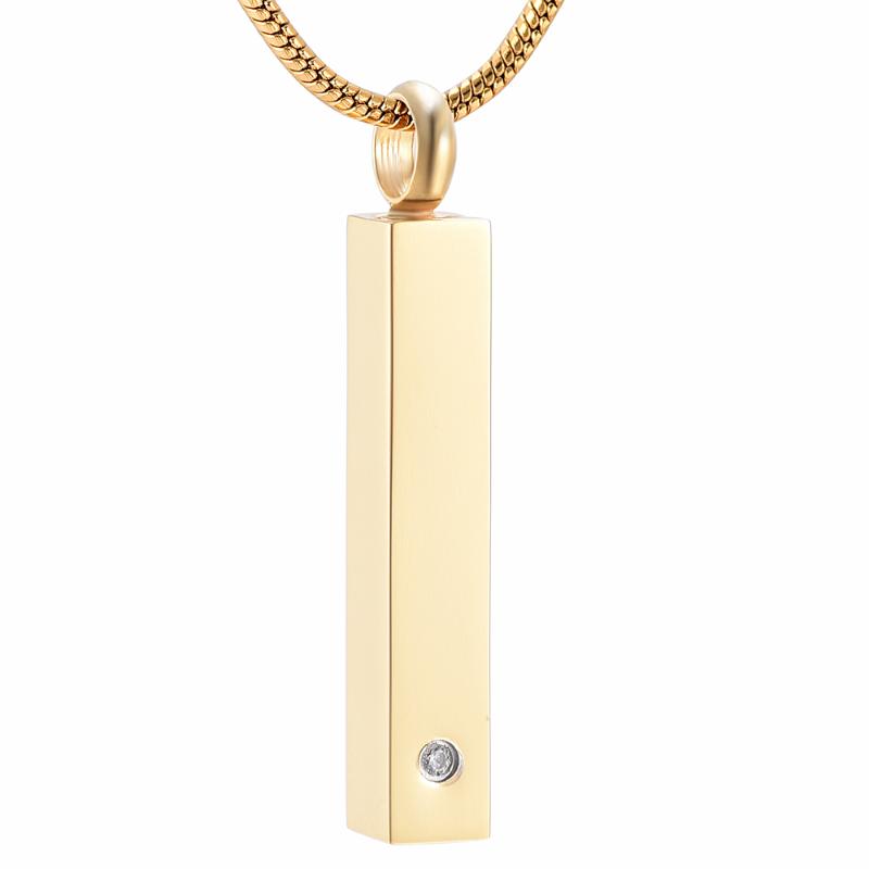 Pendant Necklaces XWJ9978 High Polishing Bar Shape Mini Crystal Inlay Men Women Stainless Steel Cremation Memorial Urn Keepsake Jewellery
