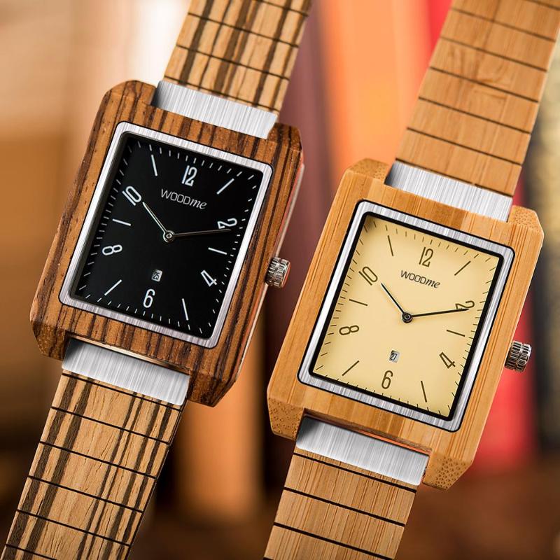 Wristwatches Relojes Para Hombre WOODME Wood Mens Watches Bamboo Handmade Quartz Watch For Birthday Gifts Man Clock Drop