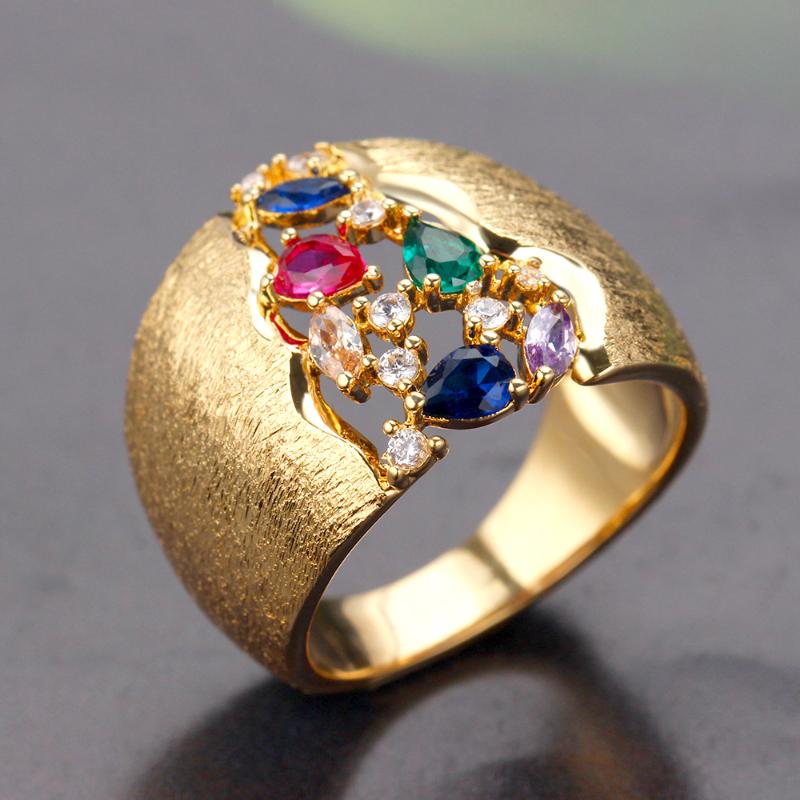 Cluster Rings Bride Talk Engagement Wedding Crystal Shiny For Women Gift Luxury Paved Zirconia Brass Jewelry Accessories