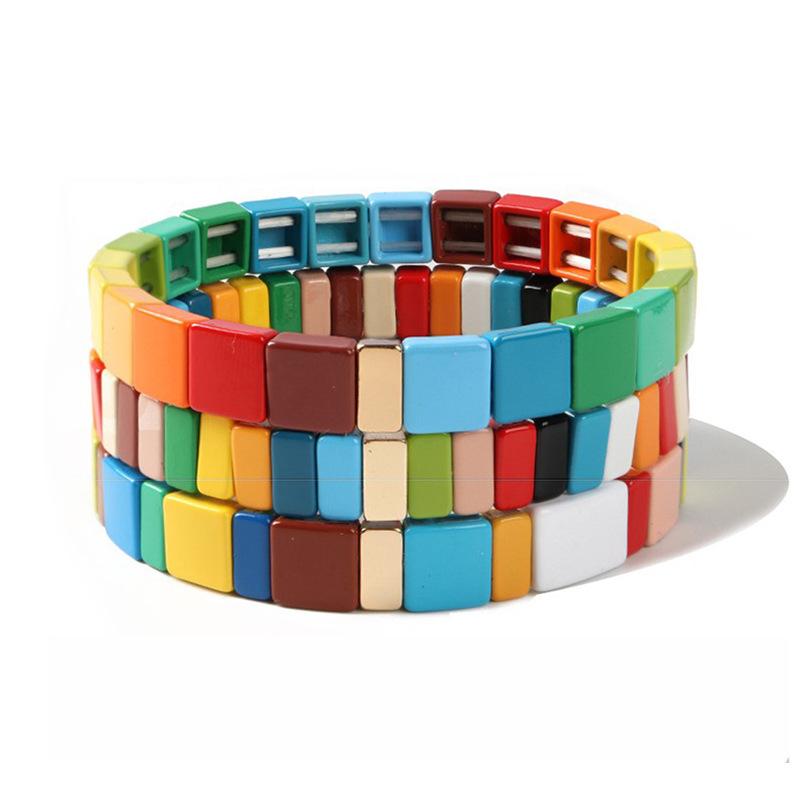 Charm Bracelets MIQIAO Color Rainbow Enamel Porcelain DIY Boho Turkish Bangle Wrist Band Bracelet For Women Couple Friends Gift Fashion Jewe