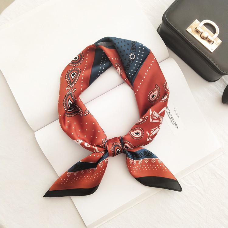Scarves Square Silk Scarf Women Fashion Print Neckerchief Office Hair Band Bandana Shawl El Waiter Flight Attendants Handkerchief