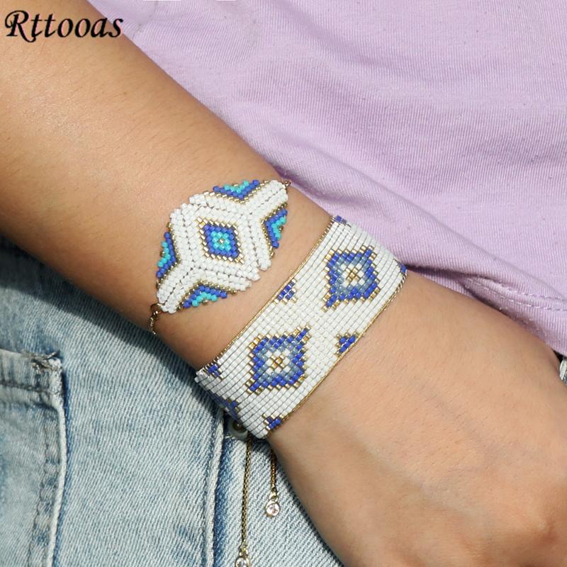 Charm Bracelets Rttooas Geometry Stainless Steel Chain Bracelet Miyuki Beaded Set Boho Jewelry Friendship Love Gift 2021