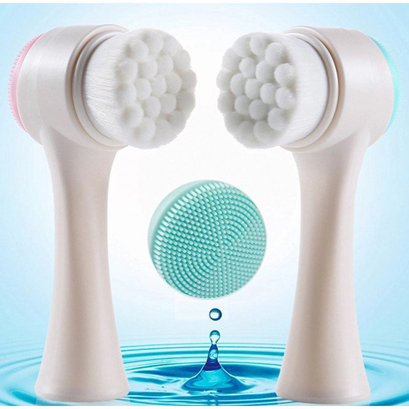 MultiFunction Beauty Cleaning Equipment Wholesale Double head Silicone Clean Tools White Blue Cleansing Brush