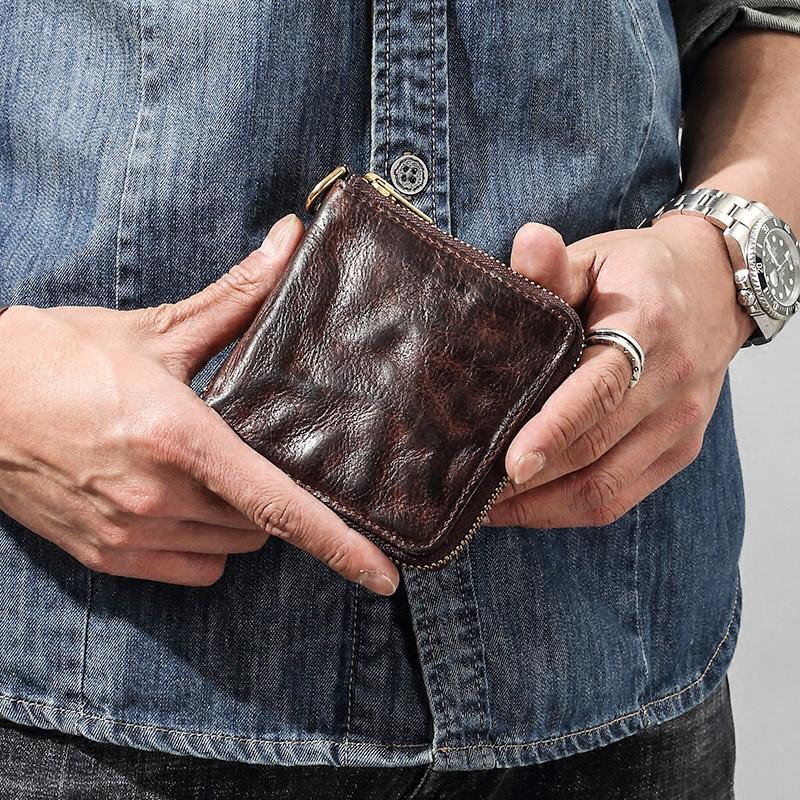 Wallets Men&#039;s Short Leather Zipper Wallet, Retro Soft Youth Personalized Wallet