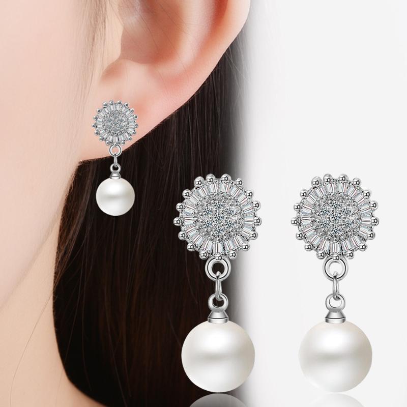 Dangle & Chandelier Pearl Jewelry Romantic Star Drop Earrings For Women 925 Silver Engagement Wedding Simple Fine Luxury With Box Gifts