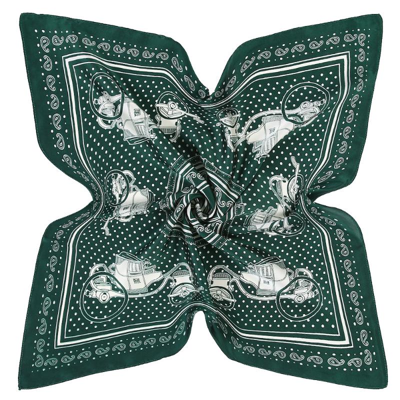 Scarves Small Hijab For Women Carriage Print Silk Satin Scarf Female 55cmx55cm Square Shawls Head Scarfs Ladies