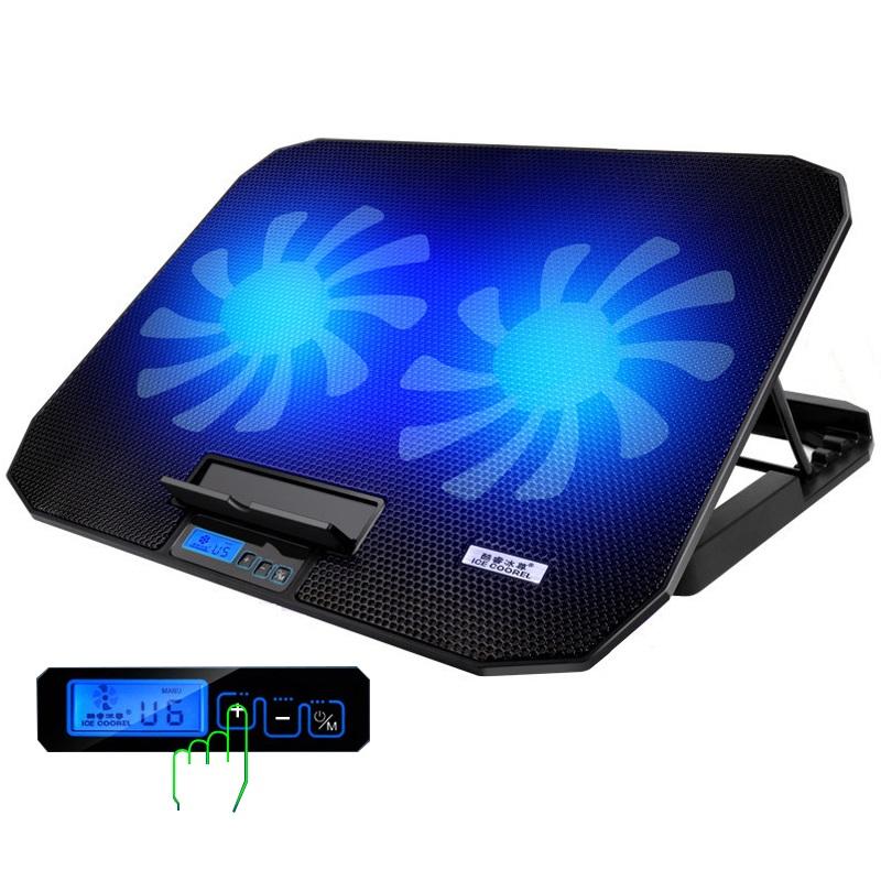 Laptop Cooling Pads Led Screen Gaming Cooler With 2 Quiet Big Fans Portable USB Pad 12 To 17 Inch Notebook Stand For