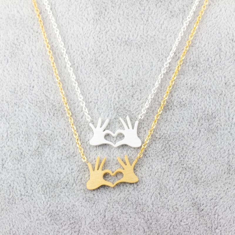 Pendant Necklaces Stainless Steel Chain Necklace Women&#039;s Fashion Couples Gifts Hand Heart Finger Pendants Bijoux Femme
