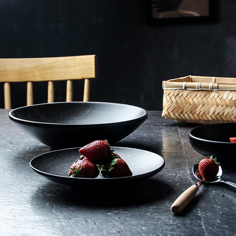 Dishes & Plates 1pc-frosted Dinner Plate Ceramic Afternoon Tea Outdoor Party Pasta Steak Family Restaurant Supplies Gifts