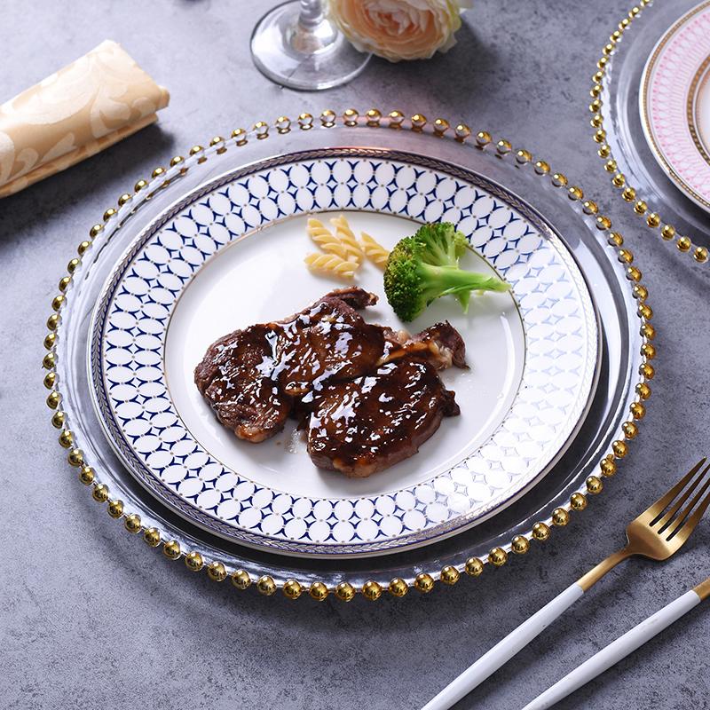 Dishes & Plates Light Luxury Steak Plate Diner Glass Lading Serve Dish Decorative Salad Fruit Services For Bruiloft Farewell Restaurant