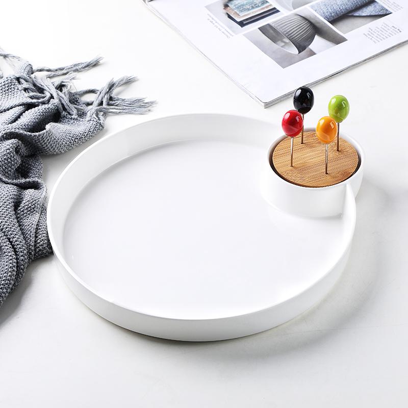 Dishes & Plates European Style Creative Simplicity Personality Ceramic Fruits Platetray With Fork Home High Quality Coffee Tables Snack