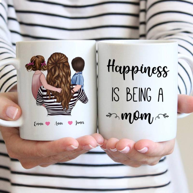 Mugs Personalized Coffee Mug Family Mom And Daughter Son Happiness Is Being A Gift Cups 11oz-15oz R2062