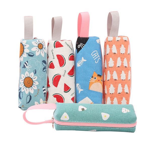 Cute Cartoon Zipper Pencil Case Bags Pen Holder Makeup Pouch Organizer Canvas Stationery Storage Bag for Kids,NO Pencils XBJK2105