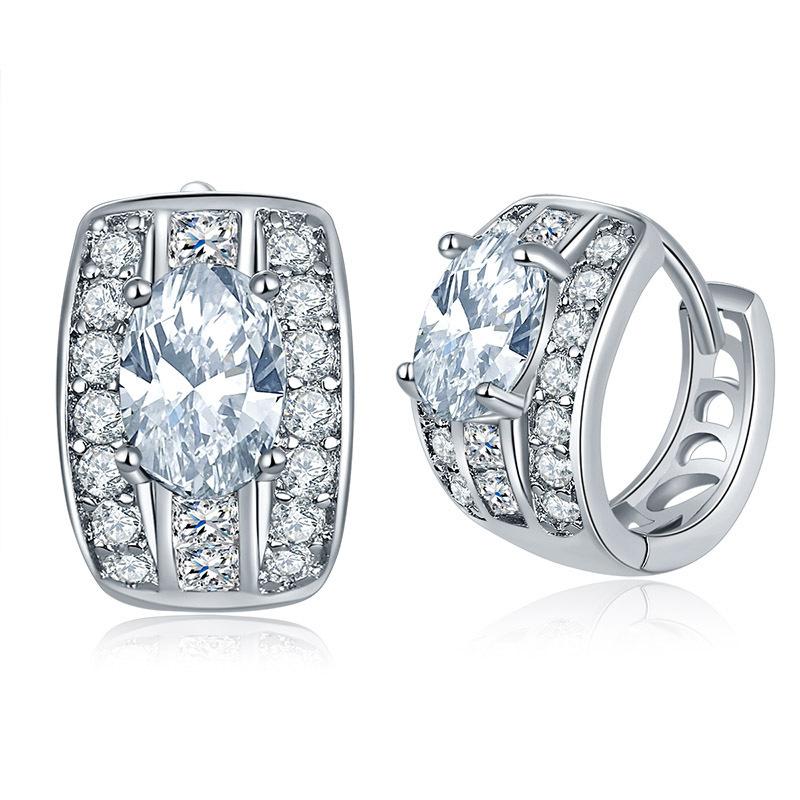 Hoop & Huggie Women&#039;s Earring Silver Color Shiny Dazzling Zircon Ear Accessories Earing Wedding Evening Jewelry Gift For Women Jewellry KBE1