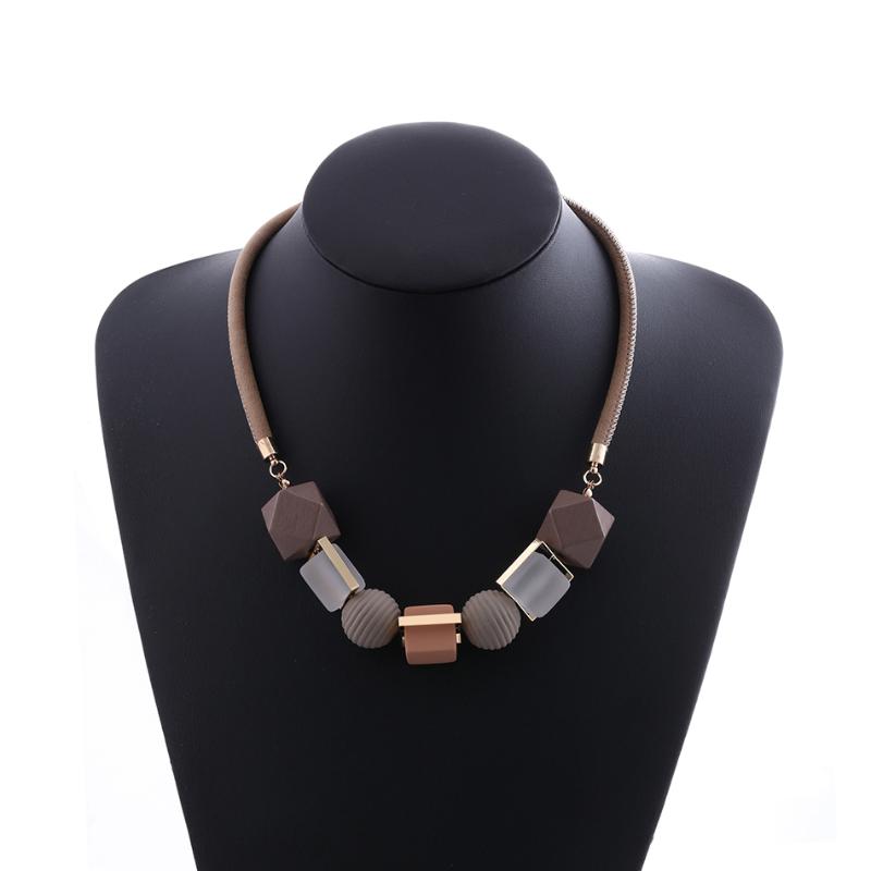 Chokers Kakaboom Women&#039;s Wood Beaded Rope Chain Trendy Modern Statement Necklaces Pendants Top Quality All-match Noble Fashion