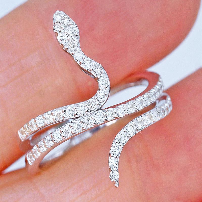 Cluster Rings Zircon Shining Exaggerated Spirit Snake Nightclub Ring For Women Trendy Jewelry Gift