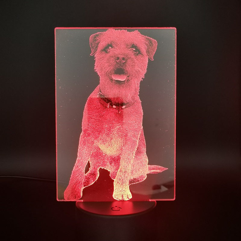 Cute Night Light LED Pet Dog 3D USB Nightlight Border Terrier Acrylic Table Lamp Bedside Color Changing Kids Child Birthday Gift