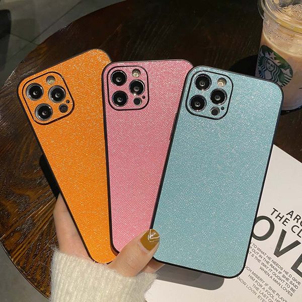 Luminous Phone Cases For iPhone 12 11 Pro Max XS XR 7 8 Plus Candy Colors Plain Leather Back Cover