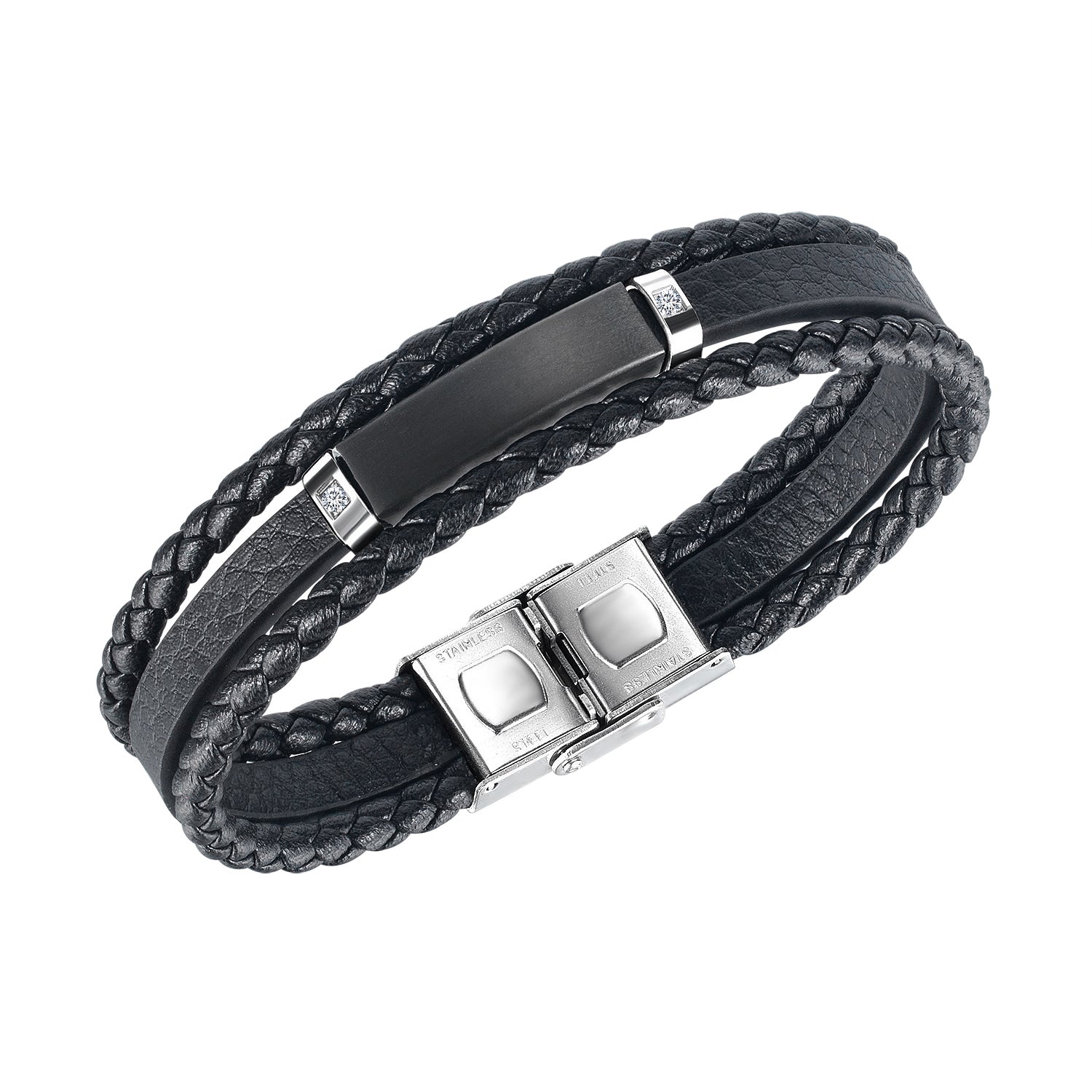 leather bracelet making kit for men multilayer retro woven stainless steel black punk style jewelry boys birthday gifts
