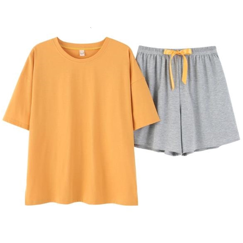 Women&#039;s Sleepwear Woman pajamas short sleeve shorts pijamas women casual large size cotton sleepwear set student&#039;s pyjama M-3XL home cloth