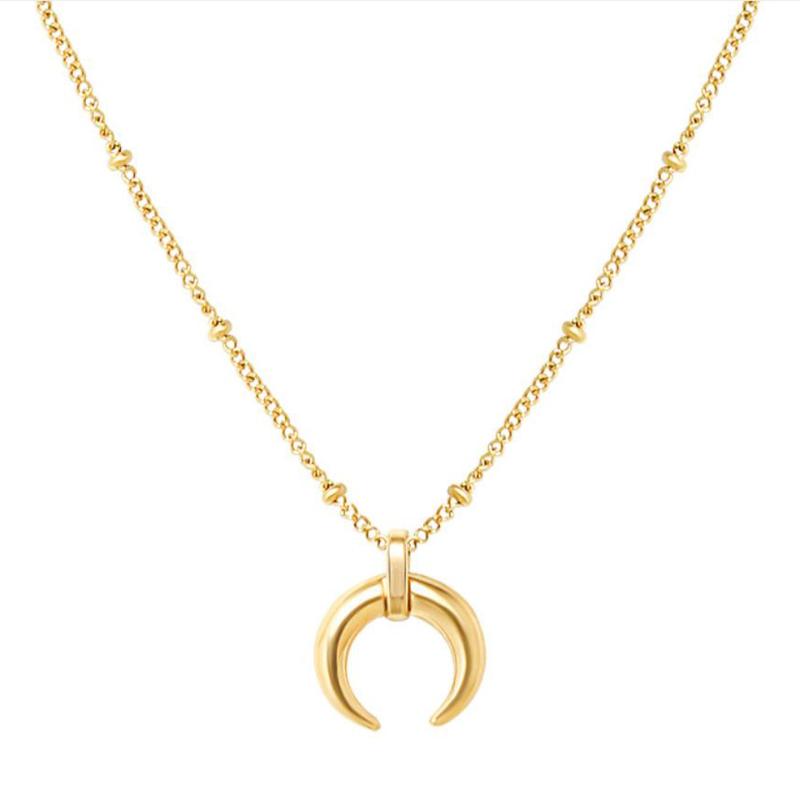 Pendant Necklaces Top Fashion Leia Horn Moon Necklace For Women Stainless Steel Bead Ball Chain As Mother&#039;s Day Gift