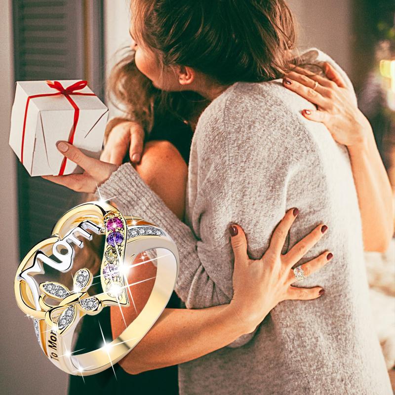 Wedding Rings Zircon Heart Birthstone For Women Anniversary Party 2021 Fashion Mother&#039;s Day Jewelry Gift Accessories Anillos Bague