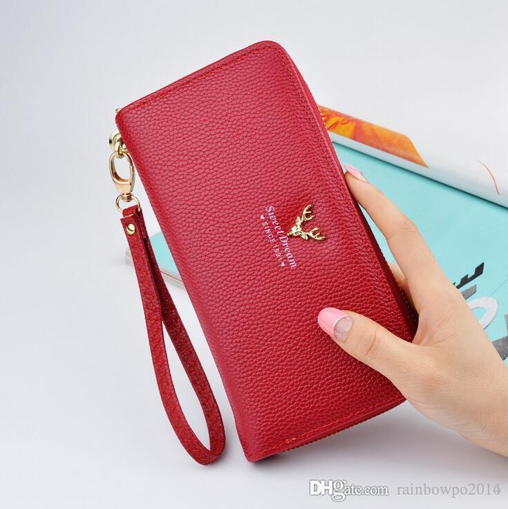 Factory wholesale women handbag leather wallet Korean large capacity womens fashion Embossed Leathers Long purse candy color hand Wallets