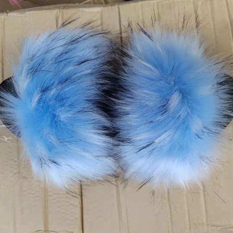 Slippers Fashion Fur Summer Furry Female Faux Slides Home Plush Flat Flip Flops Casual Shoes Ladies