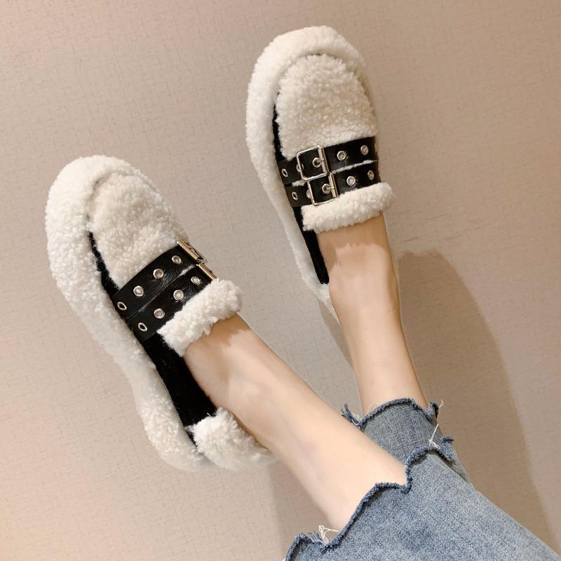 Slippers Winter Women Flat Warm Plush Female Home Floor Fashion Comfort Shoes Big Size Footwear Casual Y4-83
