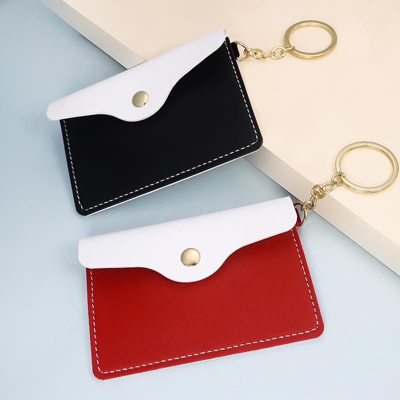 Keychains 1Piece Mini Ladies Key-Bag Wallets Women Card-Holders Coin-Purse Fashion Leather Key Chain Creative Gifts Keychain Pendant