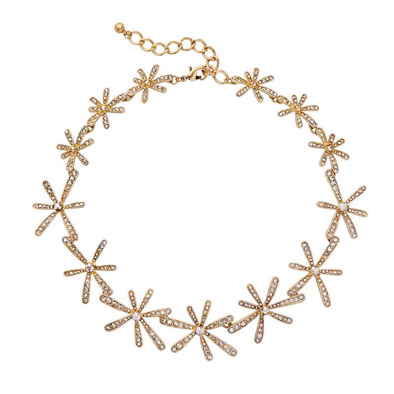 Chokers HuaZ Europe And America Fashion Champagne Crystal Flower Necklace Dress Accessories