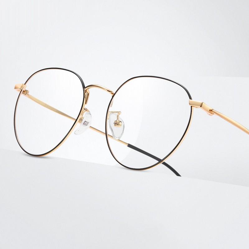 Fashion Sunglasses Frames TR90 Oval Metal Anti Blue Light Blocking Glasses Men Women Computer Games Frame