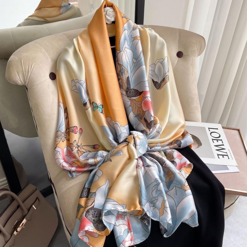 Scarves 2021 Spring Autumn Geometric Sillk Scarf Women Fashion Designer Bandana Hijabs Large Shawls And Wrap Female