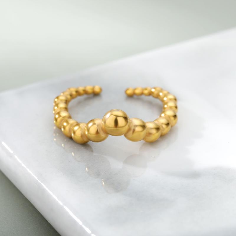 Wedding Rings Stainless Steel Open Beads Finger For Women Girl Gold Female Engagement Adjustable Ring Gothic Jewelry Gift 2021